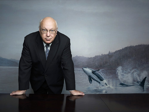 Nicholas Kaiser, manager of Amana Funds by Saturna Capital at his Bellingham Wa office.  Photo by John Keatley.