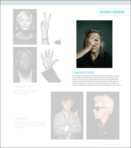 Portrait of Annie Leibovitz by photographer John Keatley printed in the PDN Faces issue.