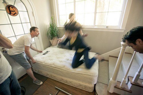 Filming the stair scene