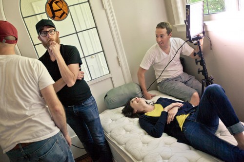 Nina landing on the safety mattress