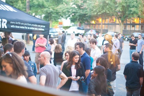 People waiting for the doors to open.