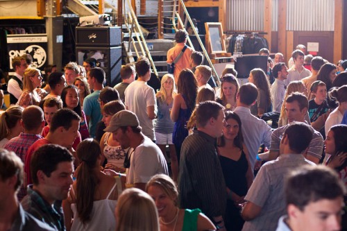 People mingling at EVO.