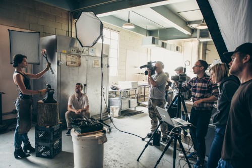 Wide shot of the crew at Top Pot.